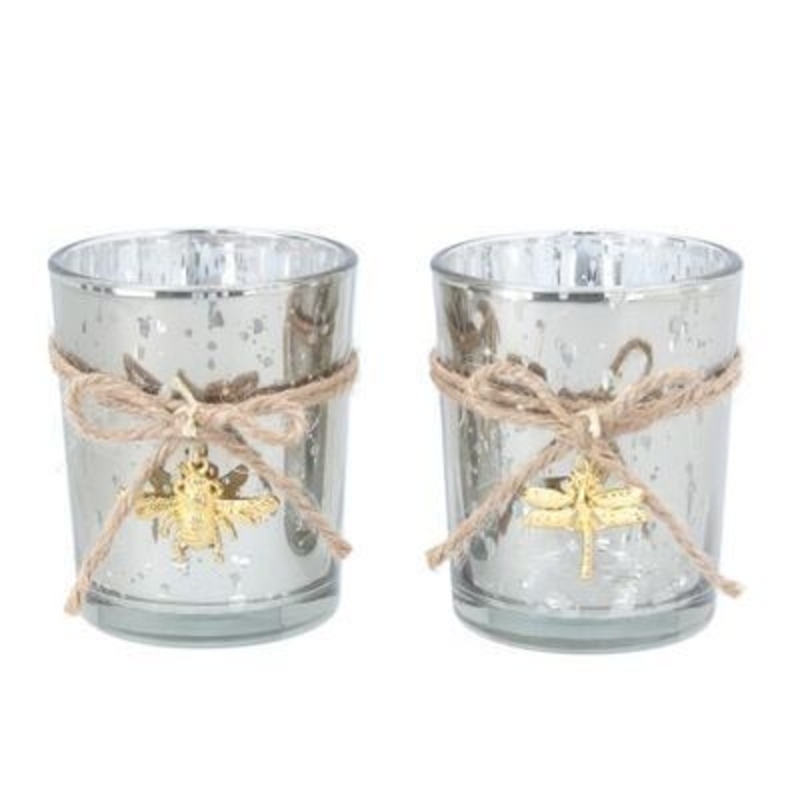 Silver Glass And String Tealight By Gisela Graham